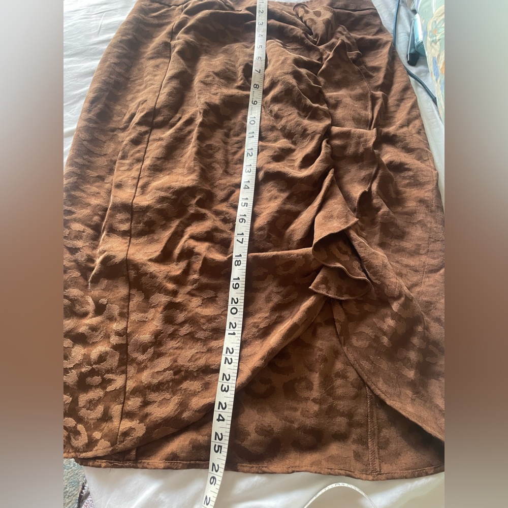 ZARA ruffled animal print pencil skirt size M - Picture 6 of 7